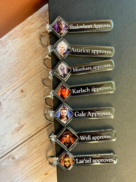 Video Game Companion Approval Keychains
