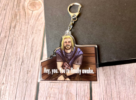 Hey you You’re finally Awake RPG Video Game Keychain