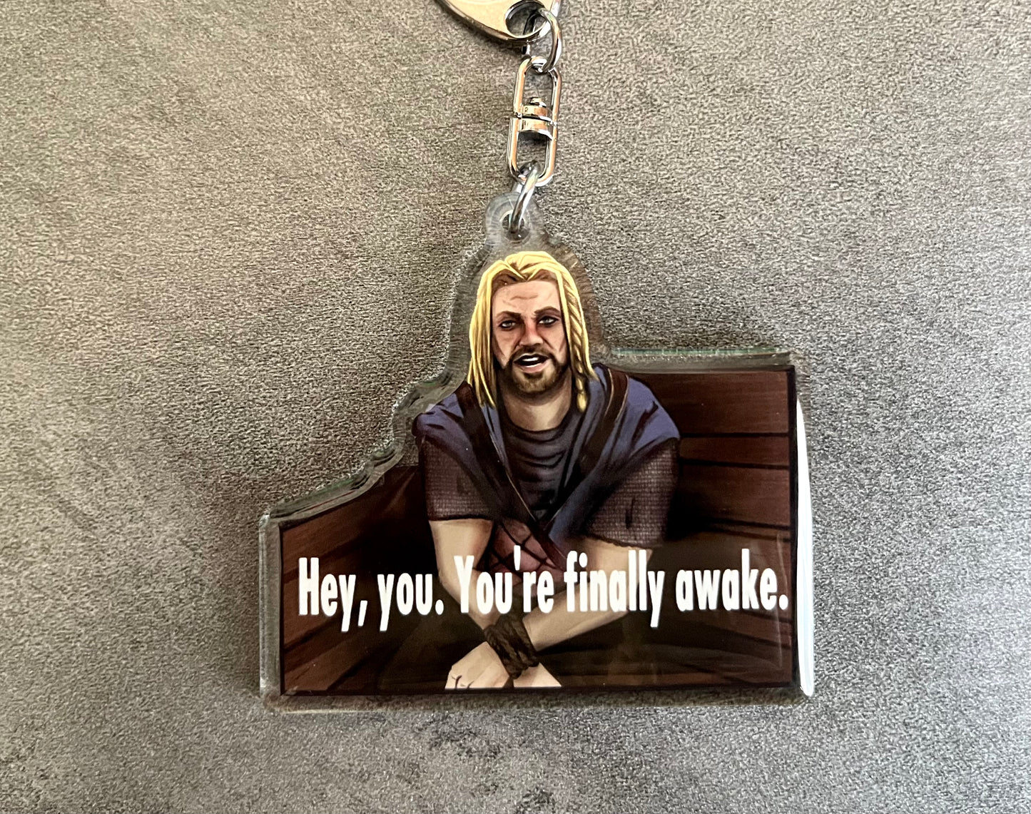 Hey you You’re finally Awake RPG Video Game Keychain