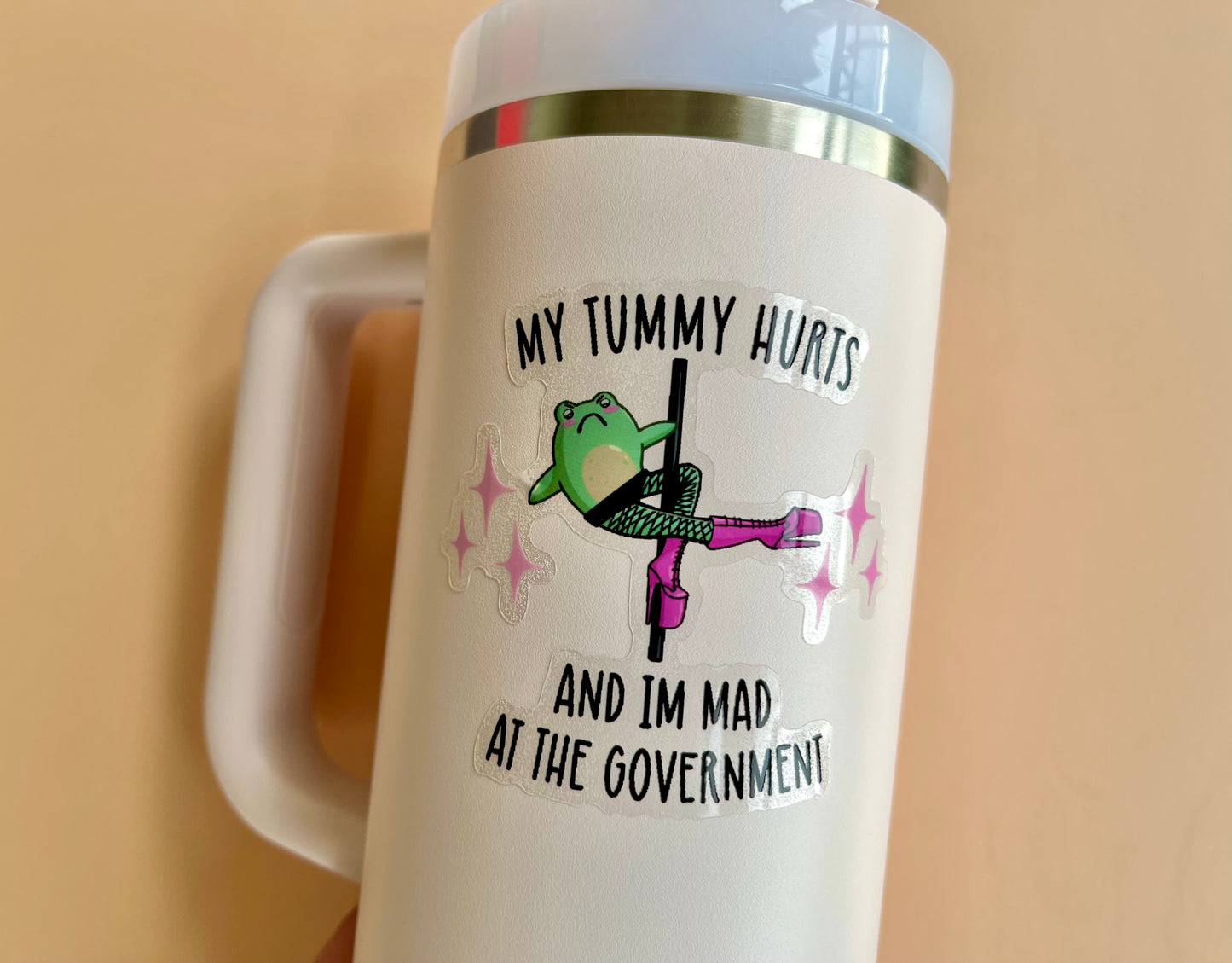 My Tummy Hurts Dancing Frog Sticker