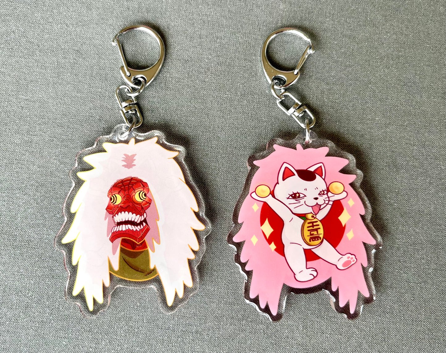 Fast Granny Ghost Cat Double-sided Keychain