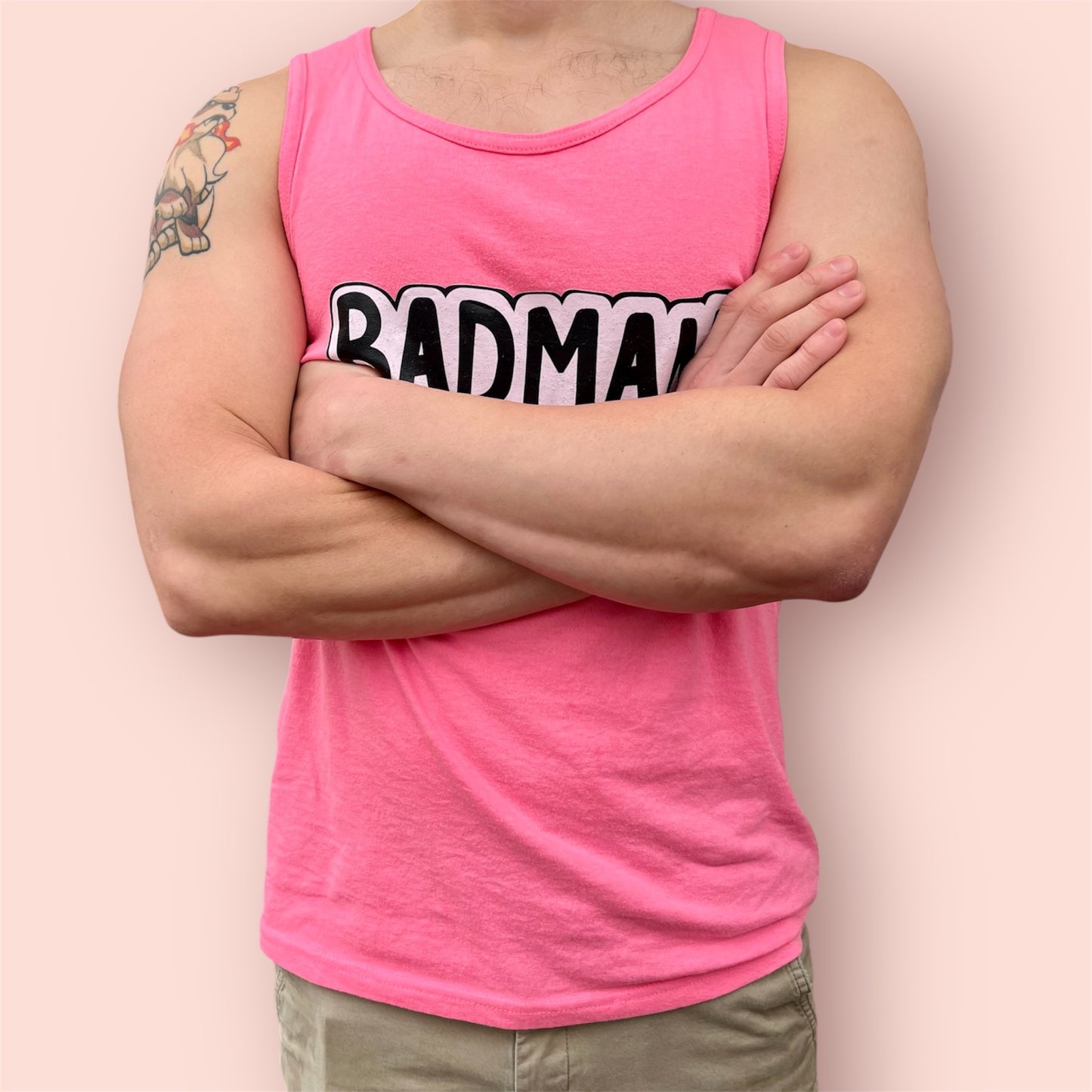 BAD MAN Pink Gym Tank