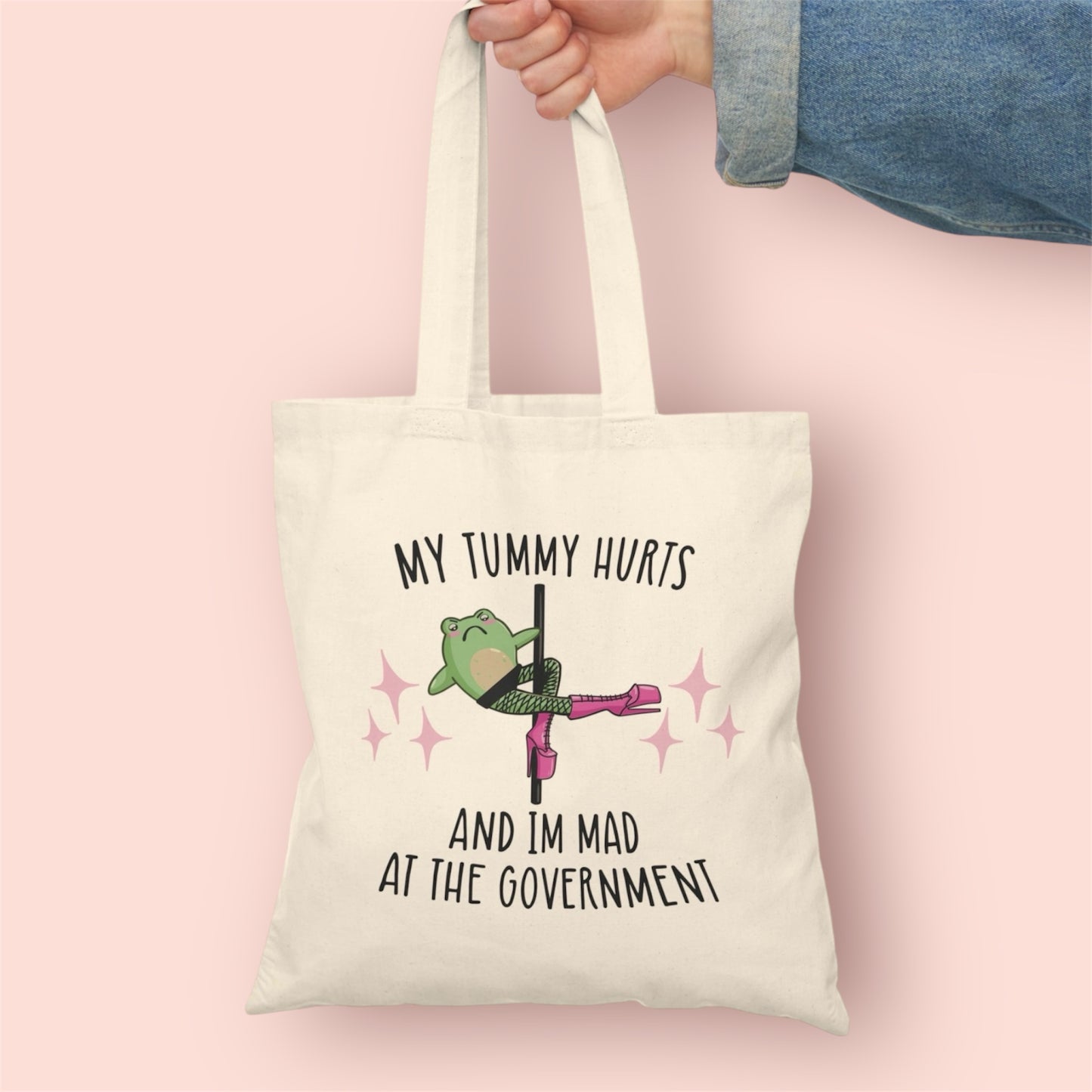 My Tummy Hurts Dancing Frog Tote