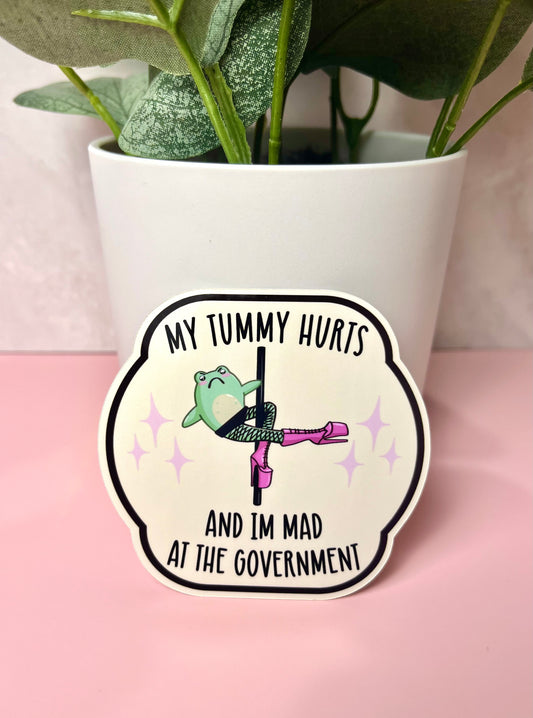 My Tummy Hurts Dancing Frog Sticker