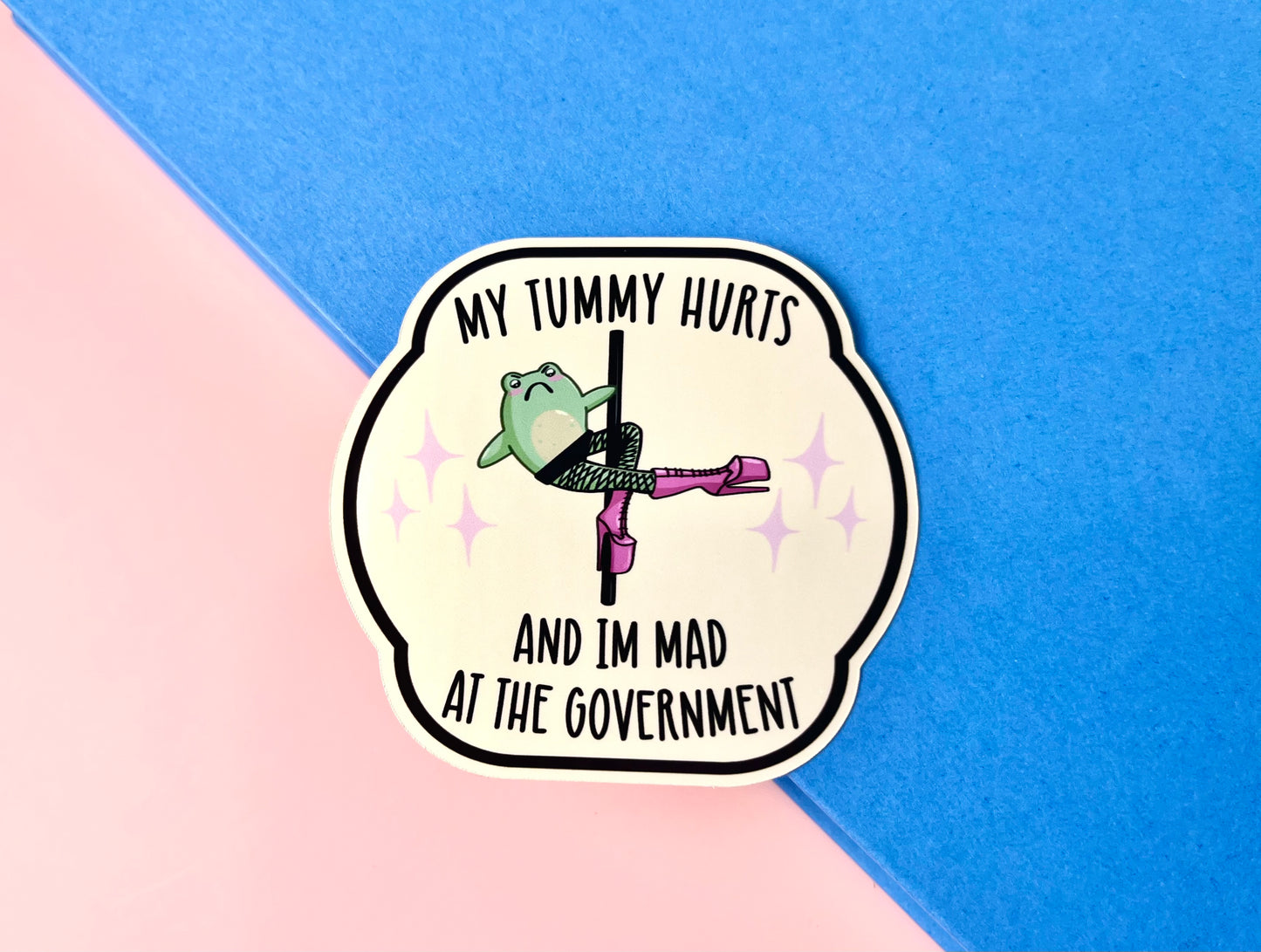 My Tummy Hurts Dancing Frog Sticker