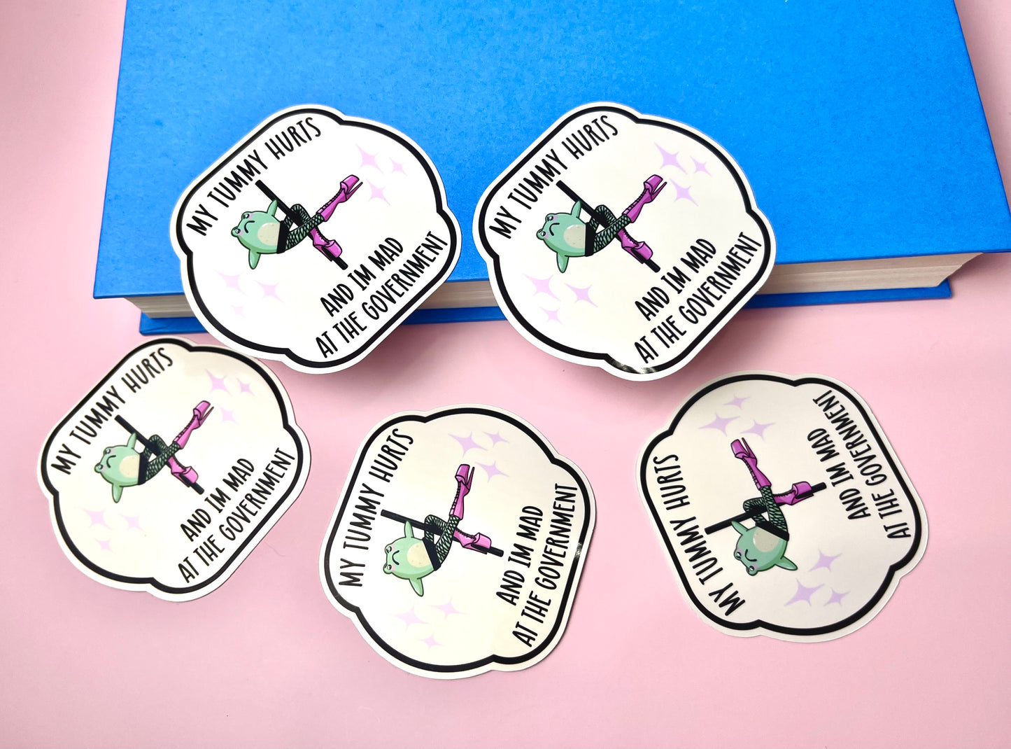 My Tummy Hurts Dancing Frog Sticker