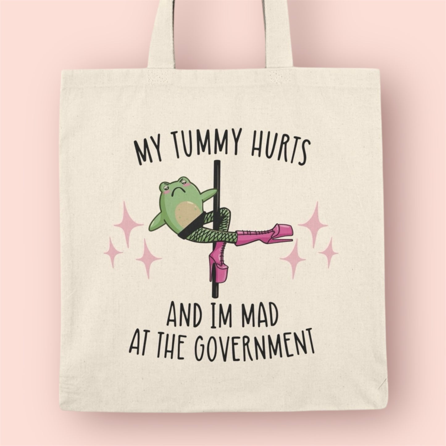My Tummy Hurts Dancing Frog Tote