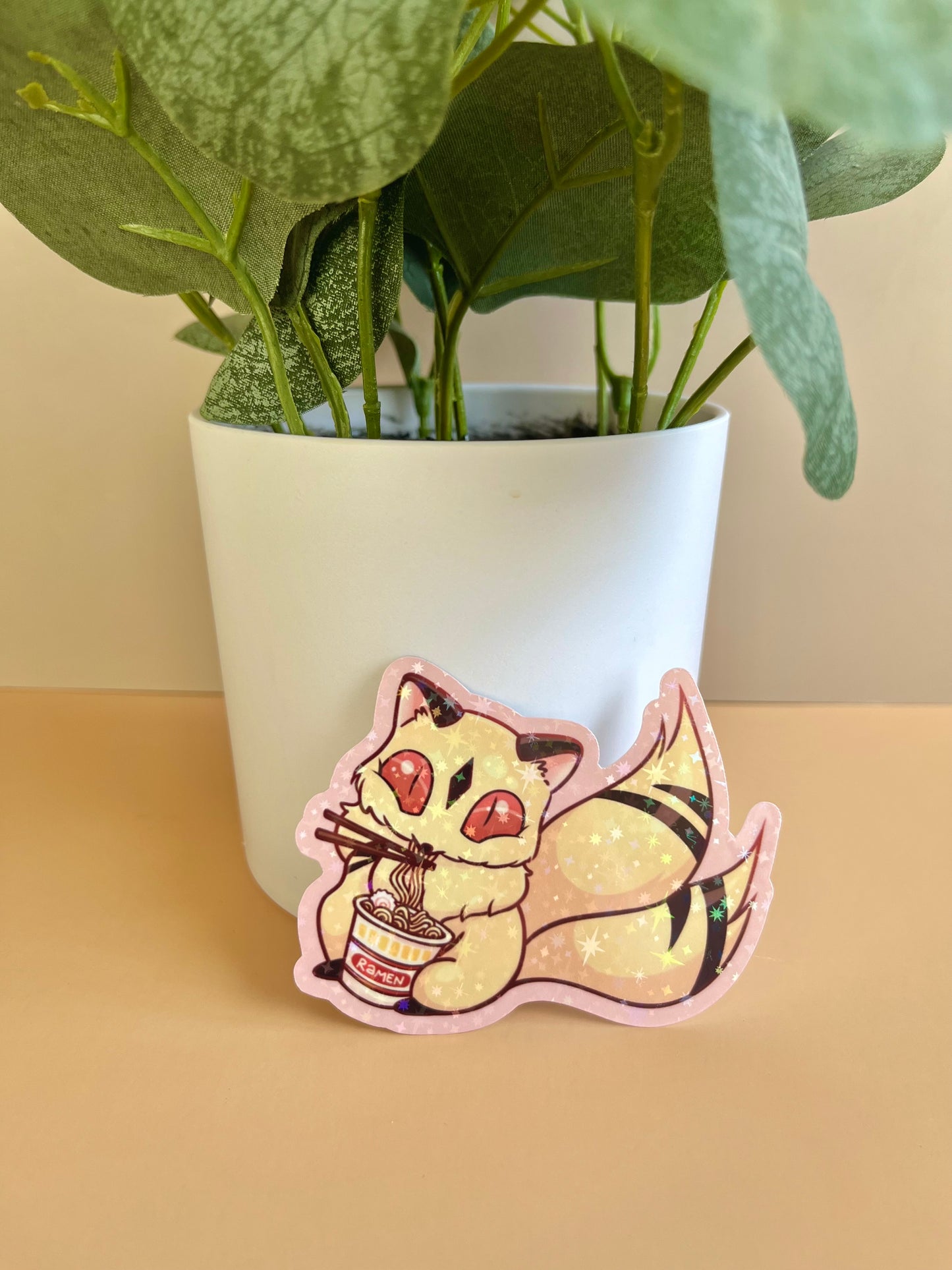 Anime Ramen Cat Sticker - Glossy or Holographic