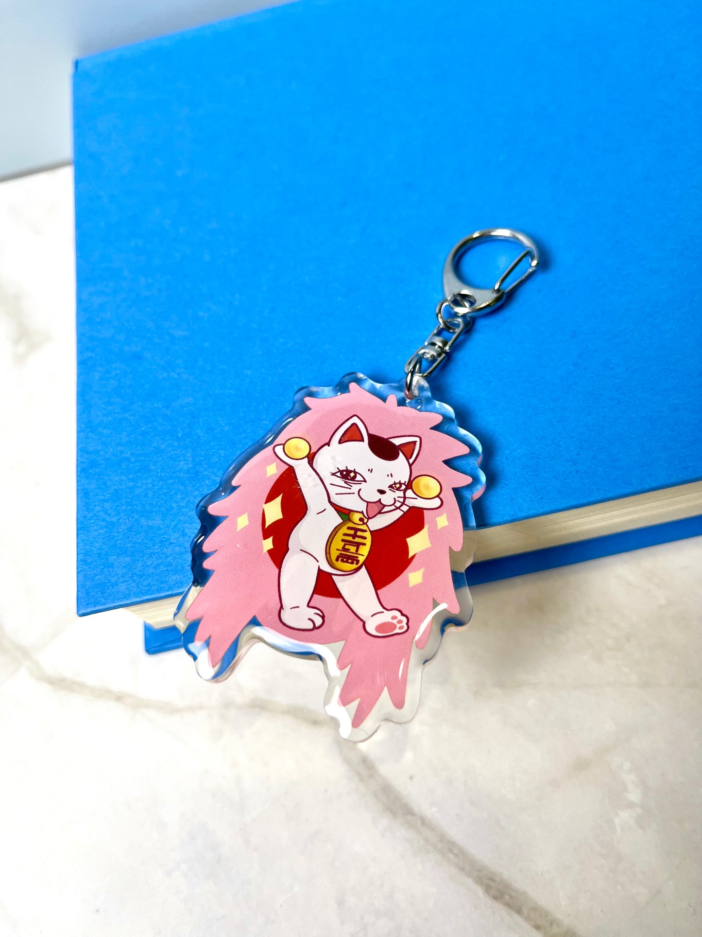 Fast Granny Ghost Cat Double-sided Keychain