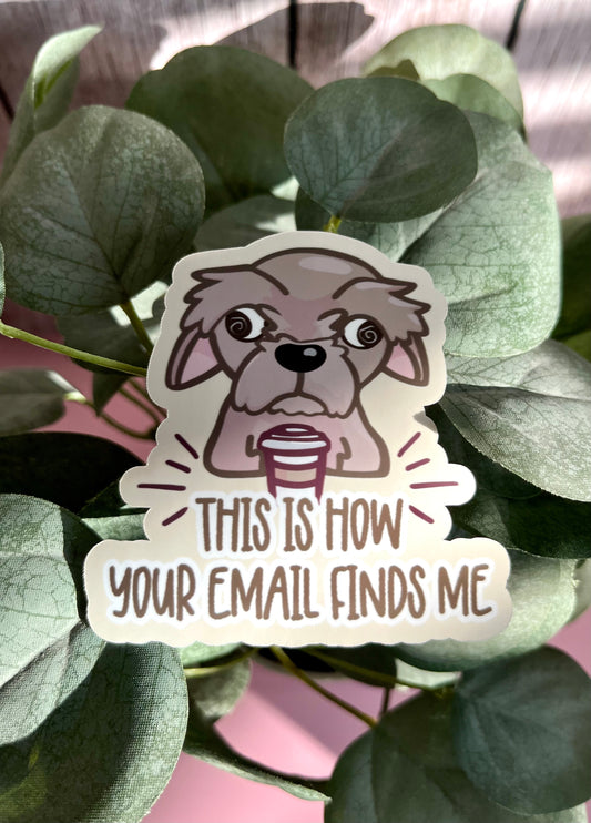 This is how your email finds me dog sticker