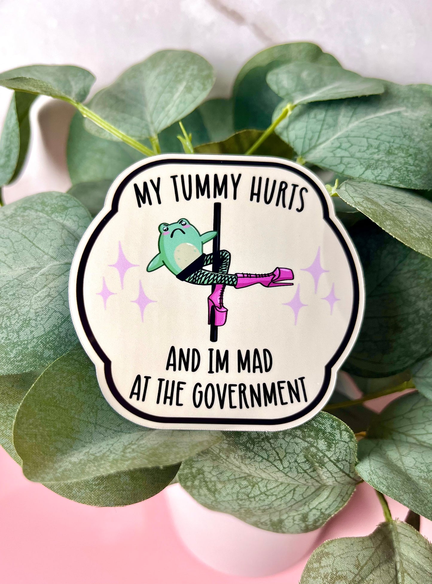 My Tummy Hurts Dancing Frog Sticker