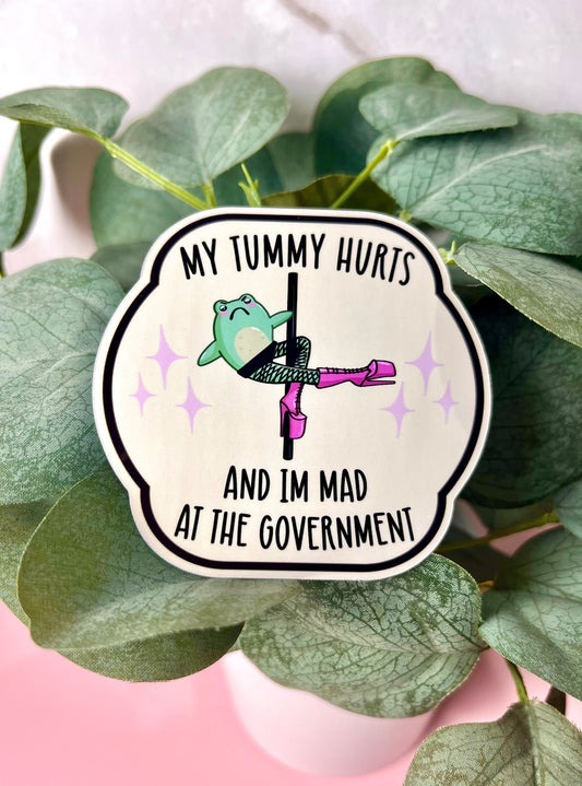 My Tummy Hurts Dancing Frog Sticker