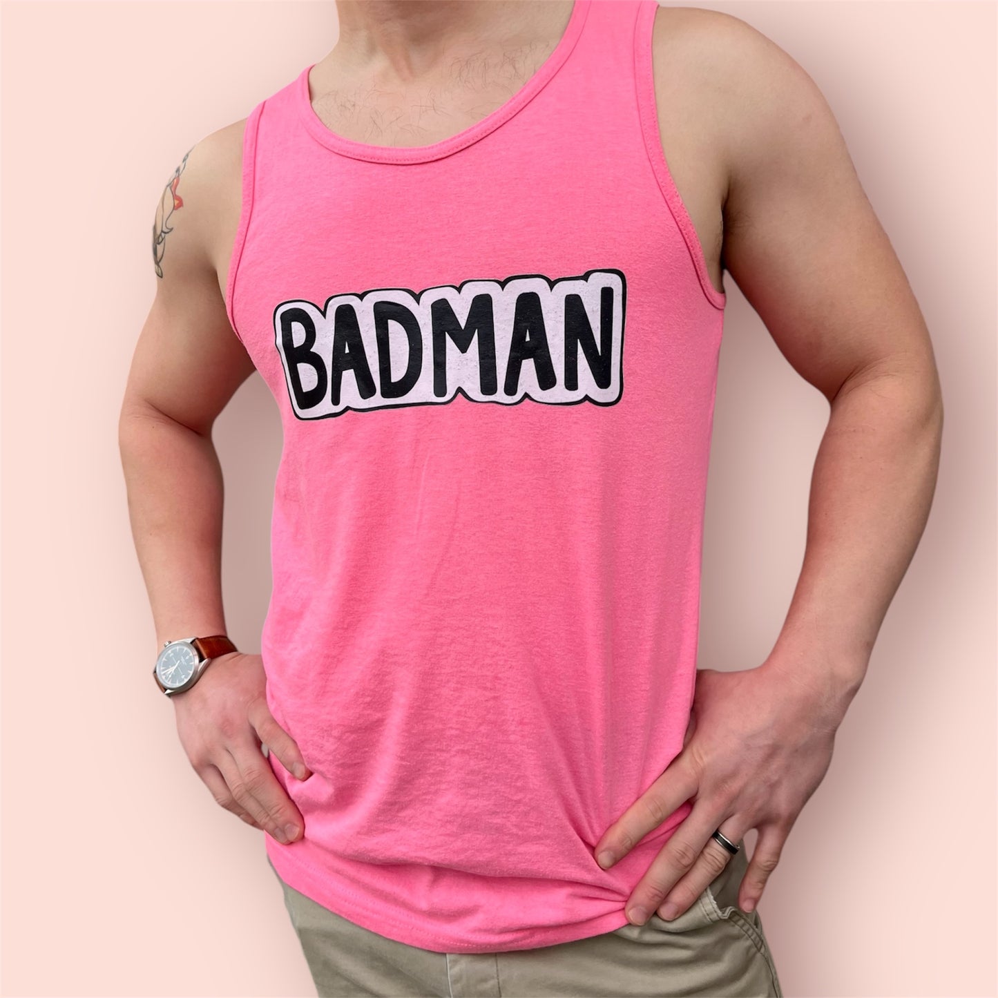 BAD MAN Pink Gym Tank