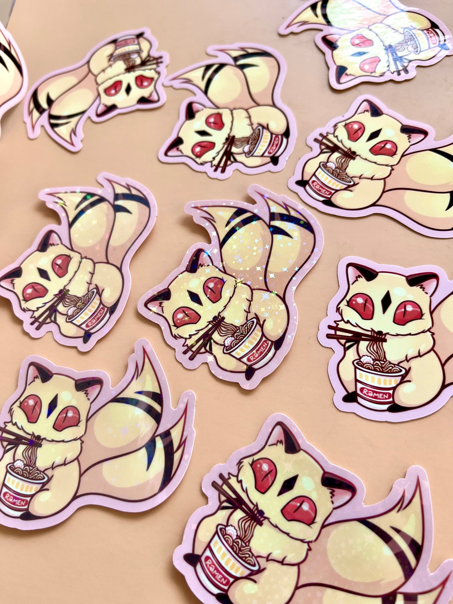 Anime Ramen Cat Sticker - Glossy or Holographic