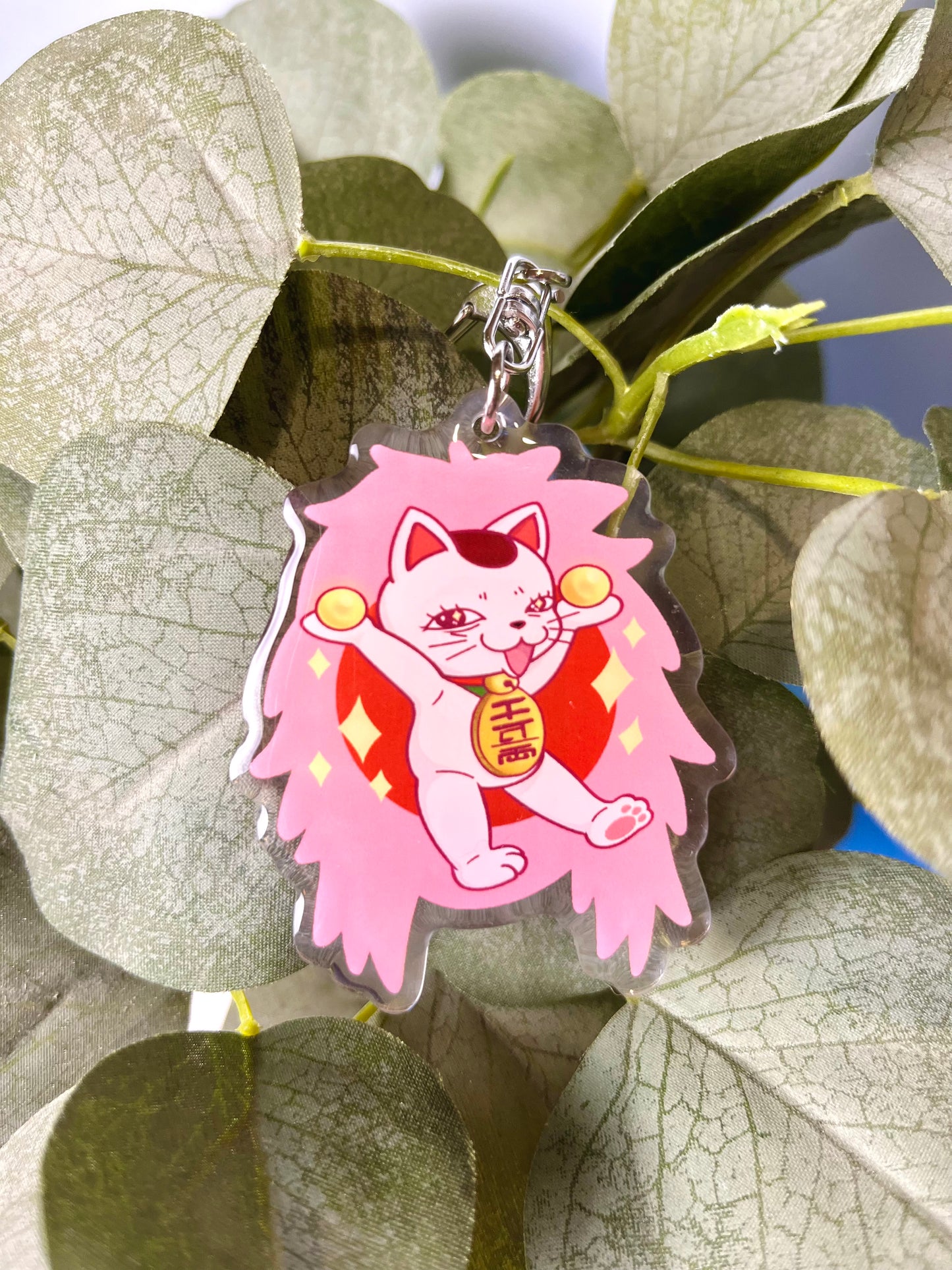 Fast Granny Ghost Cat Double-sided Keychain