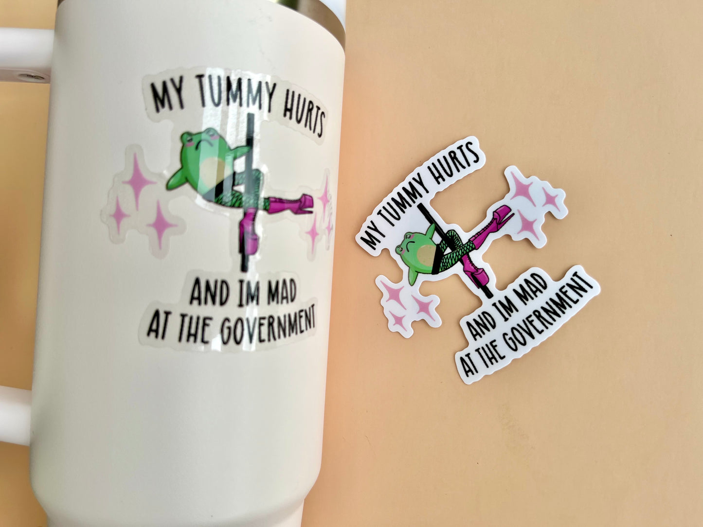 My Tummy Hurts Dancing Frog Sticker