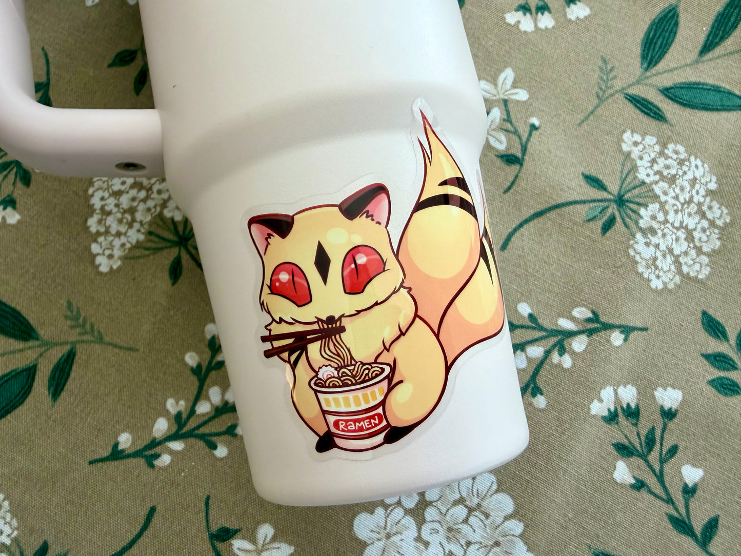 Anime Ramen Cat Sticker - Glossy, Holographic, or Clear Backed