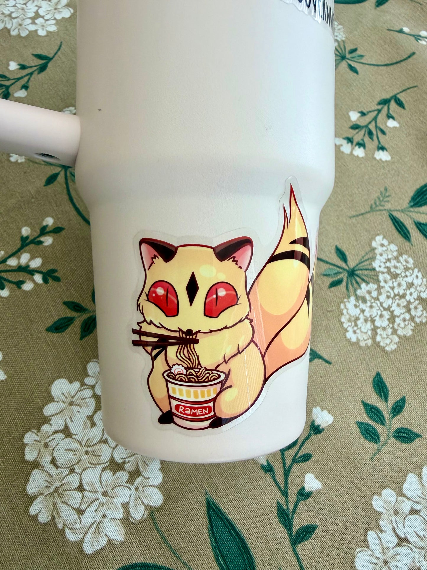 Anime Ramen Cat Sticker - Glossy, Holographic, or Clear Backed